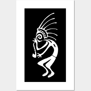 Kokopelli sax white Posters and Art